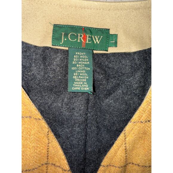 J.Crew men's plaid tweed vest in a tan/brown with black grid lines - size Large - Picture 3 of 8